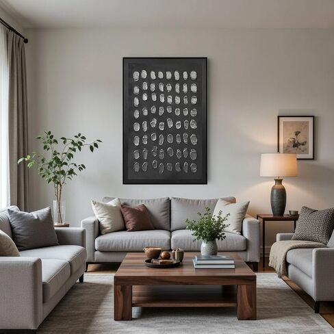 SAFERRYHOME Black Abstract Hand Painted Wall Art, Large 3D Textured Framed Canvas Wall Decor, Modern Minimalist Painting Geometric Artwork for Home Office Living Room Hallway, 24"x36" in Saudi Arabia
