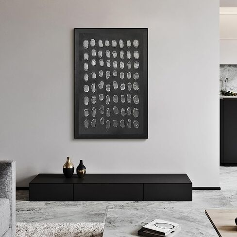 SAFERRYHOME Black Abstract Hand Painted Wall Art, Large 3D Textured Framed Canvas Wall Decor, Modern Minimalist Painting Geometric Artwork for Home Office Living Room Hallway, 24"x36" in Saudi Arabia