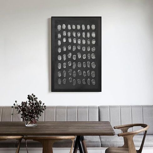 SAFERRYHOME Black Abstract Hand Painted Wall Art, Large 3D Textured Framed Canvas Wall Decor, Modern Minimalist Painting Geometric Artwork for Home Office Living Room Hallway, 24"x36" in Saudi Arabia