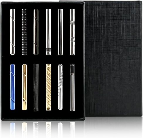 12Pcs Tie Clips for Men,Classic Tie Bar Clip Set for Regular Ties Necktie Wedding Meeting Business Clips with Gift Box in Saudi Arabia