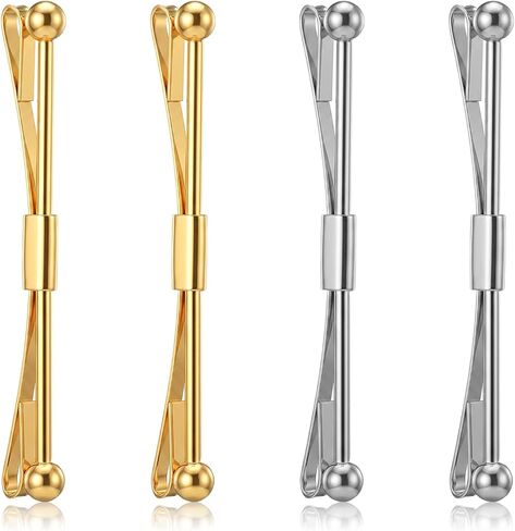 4 Pcs Collar Bar,Carbon Steel Collar Pins for Men Dress Shirts, Collars Pin for Anniversary Wedding Party Meeting,Ties Accessories for Mens- Gold & Silver (2.36 x 0.31 x 0.20 Inch) in Kuwait
