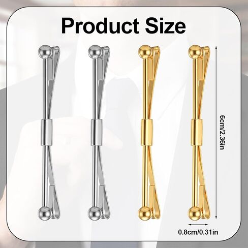 4 Pcs Collar Bar,Carbon Steel Collar Pins for Men Dress Shirts, Collars Pin for Anniversary Wedding Party Meeting,Ties Accessories for Mens- Gold & Silver (2.36 x 0.31 x 0.20 Inch) in Kuwait
