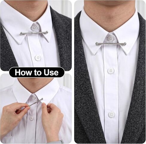 4 Pcs Collar Bar,Carbon Steel Collar Pins for Men Dress Shirts, Collars Pin for Anniversary Wedding Party Meeting,Ties Accessories for Mens- Gold & Silver (2.36 x 0.31 x 0.20 Inch) in Kuwait