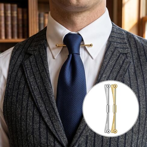 4 Pcs Collar Bar,Carbon Steel Collar Pins for Men Dress Shirts, Collars Pin for Anniversary Wedding Party Meeting,Ties Accessories for Mens- Gold & Silver (2.36 x 0.31 x 0.20 Inch) in Kuwait