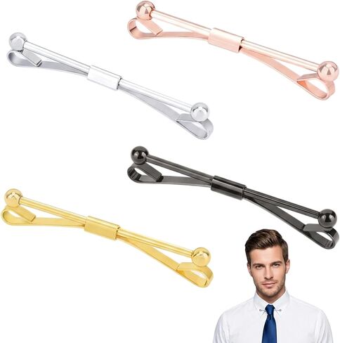 Tie Bars for Men, Collar Pins for Men, 4-Piece Set in Multiple Colors, Secure Collar Accessories for Business Meetings and Formal Events, Durable Stainless Steel Construction in Saudi Arabia