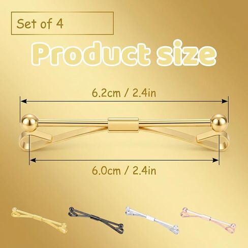 Tie Bars for Men, Collar Pins for Men, 4-Piece Set in Multiple Colors, Secure Collar Accessories for Business Meetings and Formal Events, Durable Stainless Steel Construction in Saudi Arabia