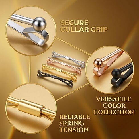 Tie Bars for Men, Collar Pins for Men, 4-Piece Set in Multiple Colors, Secure Collar Accessories for Business Meetings and Formal Events, Durable Stainless Steel Construction in Saudi Arabia