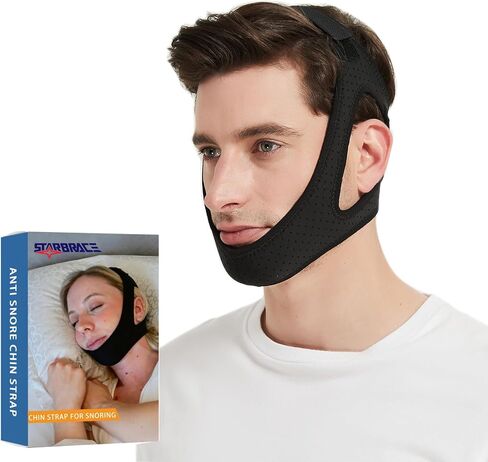 Chin Strap for Snoring - Adjustable Chin Strap for CPAP Users - Breathable and Comfortable Anti Snoring Chin Strap for Sleeping for Men and Women (Black) in Saudi Arabia
