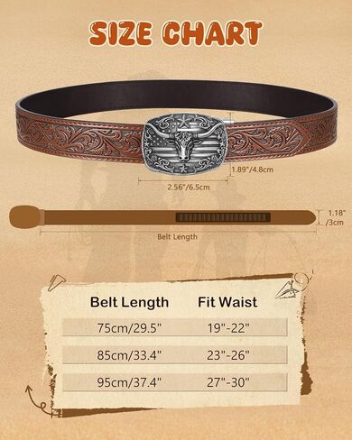 BELTROAD Kids Western Ratchet Belt for Boys Girls, Genuine Leather Ratchet Cowboy Belt for Boys with Automatic Western Buckle in Kuwait