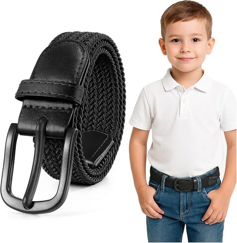 SANSTHS Non Metal Kids Elastic Belt Stretch Braided Boys Belt TSA Kid Belts for Girls Boys Golf Baseball Travel Casual in Kuwait