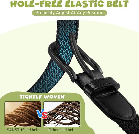 SANSTHS Non Metal Kids Elastic Belt Stretch Braided Boys Belt TSA Kid Belts for Girls Boys Golf Baseball Travel Casual in Kuwait