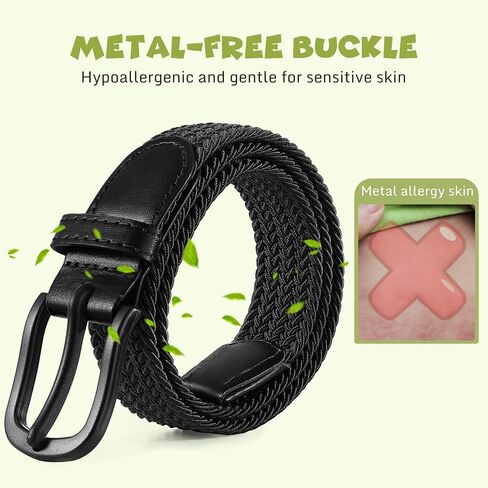 SANSTHS Non Metal Kids Elastic Belt Stretch Braided Boys Belt TSA Kid Belts for Girls Boys Golf Baseball Travel Casual in Kuwait