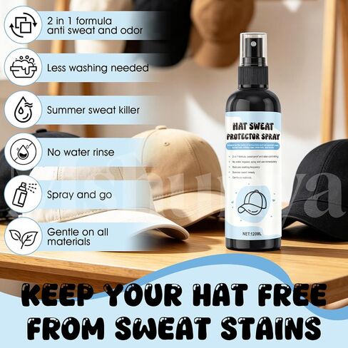 4.05 Oz Hat Spray Protector, Portable Hat Protector Spray, Prevent Sweat Stains for Protecting Golf Baseball Caps, Bucket Hats, Military Caps, Etc, From Sweat, Water Stains in Saudi Arabia