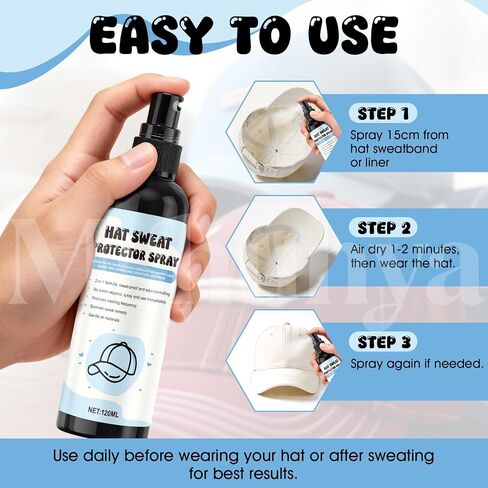4.05 Oz Hat Spray Protector, Portable Hat Protector Spray, Prevent Sweat Stains for Protecting Golf Baseball Caps, Bucket Hats, Military Caps, Etc, From Sweat, Water Stains in Saudi Arabia