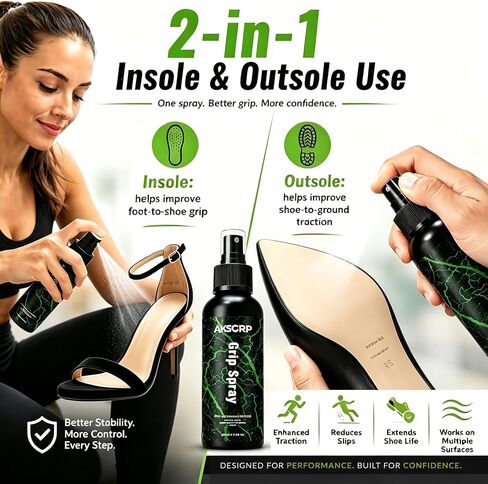 Non Slip Shoe Grip Spray for Women, Anti Slip Spray for High Heels, Sandals, Slippers, Wedding & Dress Shoes, Clear Shoe Sole Grip Spray for Slippery Bottoms, Insole & Outsole Traction Support, 120ml | Anti Slip for Shone insole and outsole in Kuwait