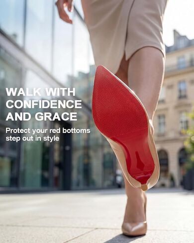 Linwei Red Bottom Shoe Protector for Christian Louboutin Heels, Self Adhesive Sole Protectors, Durable Shoe Bottom Protector Guard, Non Slip Shoe Pads, 4 Pieces (Red, 4" x 6") in Saudi Arabia