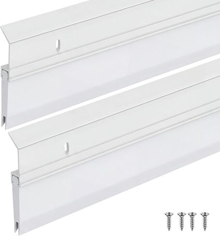Hushee 4 Pack 36 Inch Double Rubber Door Seal Sweep, Dust-Proof Aluminum Door Sweep, Reduces Cold Air Loss Saves Energy All-Season Draft Stopper for Interior Exterior Home & Commercial (Sliver) in Kuwait