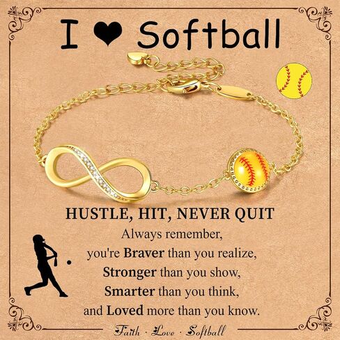 Softball/Volleyball/Soccer/Basketball Bracelet for Girls Teen Women,14K Gold Plated Infinity Charm Link Bracelet Sports Accessories Jewelry Gifts for Lovers Players Team Coach in Kuwait