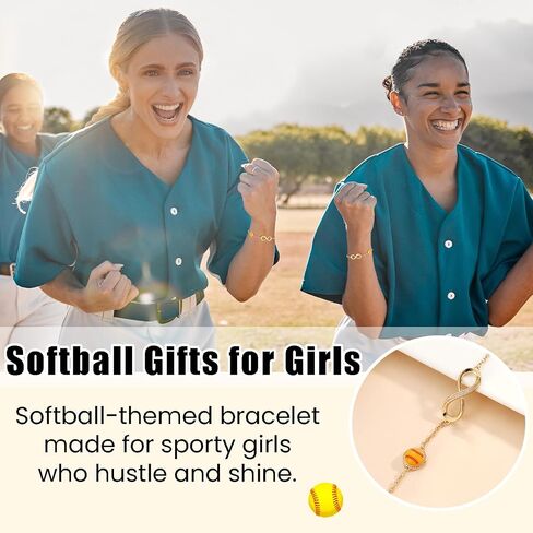 Softball/Volleyball/Soccer/Basketball Bracelet for Girls Teen Women,14K Gold Plated Infinity Charm Link Bracelet Sports Accessories Jewelry Gifts for Lovers Players Team Coach in Kuwait