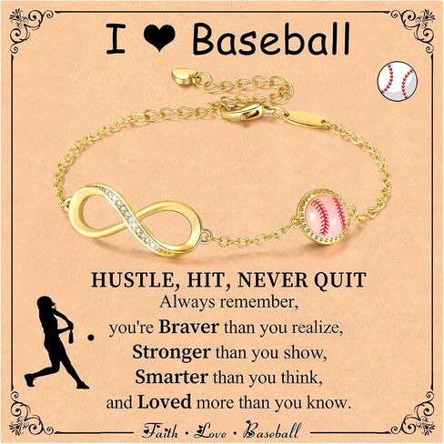Softball/Volleyball/Soccer/Basketball Bracelet for Girls Teen Women,14K Gold Plated Infinity Charm Link Bracelet Sports Accessories Jewelry Gifts for Lovers Players Team Coach in Kuwait