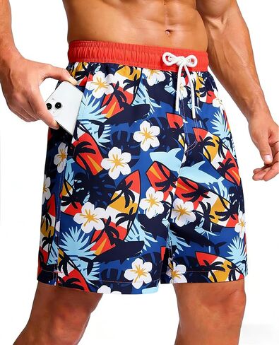 Mens Swim Trunks with Mesh Lining Quick Dry Bathing Suits Swimming Board Shorts 7"/9" with Pockets in Saudi Arabia