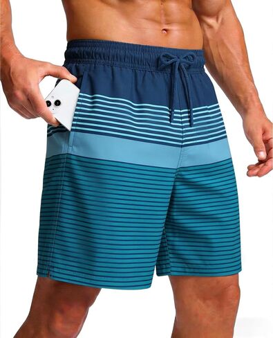 Mens Swim Trunks with Mesh Lining Quick Dry Bathing Suits Swimming Board Shorts 7"/9" with Pockets in Saudi Arabia