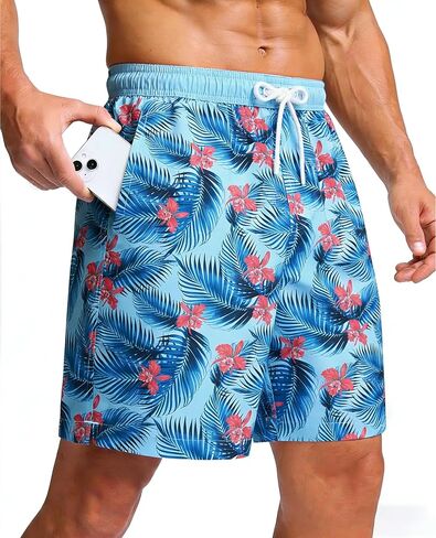 Mens Swim Trunks with Mesh Lining Quick Dry Bathing Suits Swimming Board Shorts 7"/9" with Pockets in Saudi Arabia