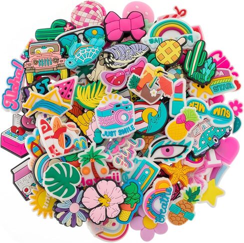 30,60pcs Summer Random Shoe Charms for Girls Pink Cute Shoes Charm Decoration with Different Summer Beach Designs for Teens and Women Party Gifts in Kuwait