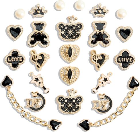 24 Pcs Bling Shoe Charms for Girls and Women, Sparkle Rhinestones Shoe Decoration Charms, Cute Shoe Decorations Charms for Clog Sandals Women Girls Party Favor in Saudi Arabia