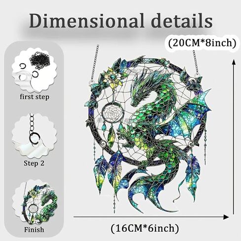 Acrylic Magic Dragon Dream Catcher Hanging, Colorful Wall Decorations for Home, Car and Room Decor, Fantasy Themed Ornament in Kuwait
