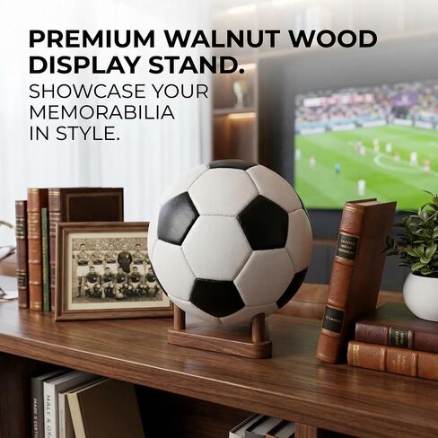 Solid Walnut Ball Display Stand, Basketball Football Soccer Holder Rack, Autographed Sports Memorabilia Showcase, Premium Wooden Trophy Ball Stand for Home Office Decor (Brown) in Saudi Arabia