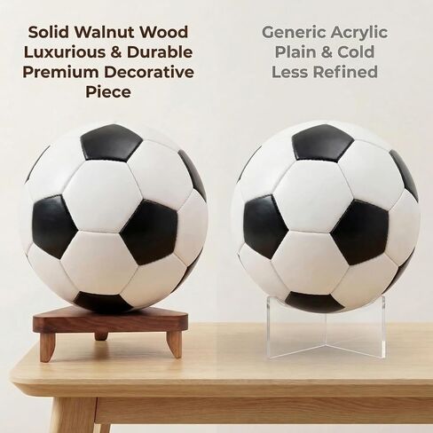 Solid Walnut Ball Display Stand, Basketball Football Soccer Holder Rack, Autographed Sports Memorabilia Showcase, Premium Wooden Trophy Ball Stand for Home Office Decor (Brown) in Saudi Arabia