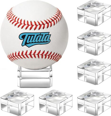 tutata Glass Baseball Holder, Clear Baseball Display Stand - 6 Pack (Medium) in Kuwait