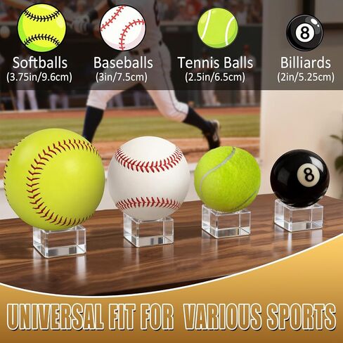 tutata Glass Baseball Holder, Clear Baseball Display Stand - 6 Pack (Medium) in Kuwait