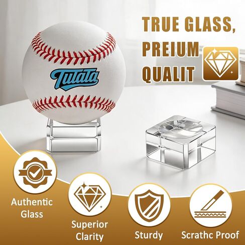 tutata Glass Baseball Holder, Clear Baseball Display Stand - 6 Pack (Medium) in Kuwait