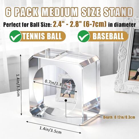 tutata Glass Baseball Holder, Clear Baseball Display Stand - 6 Pack (Medium) in Kuwait