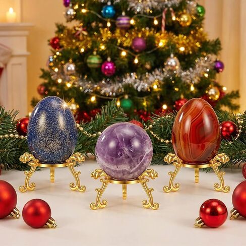 MAQUITA 20 Pcs Gold Crystal Ball Stand for Displaying Crystal Glass and Natural Rocks, Sphere Display Holder for 40mm-80mm Sphere or Stone in Kuwait