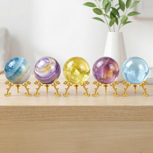 MAQUITA 20 Pcs Gold Crystal Ball Stand for Displaying Crystal Glass and Natural Rocks, Sphere Display Holder for 40mm-80mm Sphere or Stone in Kuwait