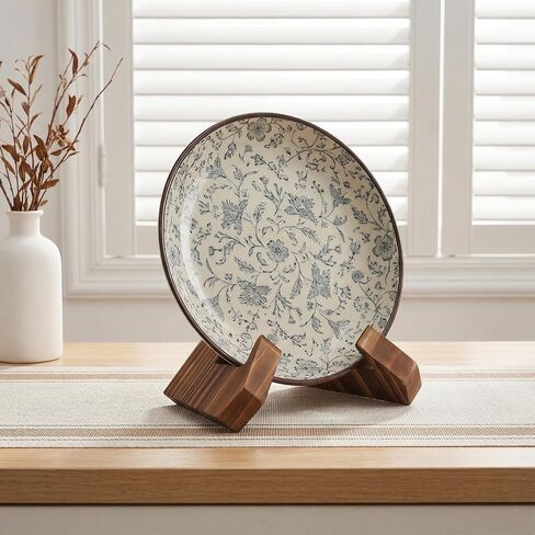 2 Pack Wood Plate Stands for Display, 5.4 Inch Wooden Plate Holders for Displaying, Cross-Type Picture Frame Stand, Wood Decorative Plate Stand for Tabletop Art Photos Books in Kuwait
