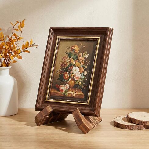 2 Pack Wood Plate Stands for Display, 5.4 Inch Wooden Plate Holders for Displaying, Cross-Type Picture Frame Stand, Wood Decorative Plate Stand for Tabletop Art Photos Books in Kuwait
