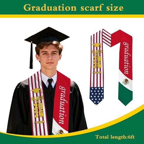 Mexican Students Graduation Stole Sash 2026 Graduation Stole Mexican American Sash in Kuwait