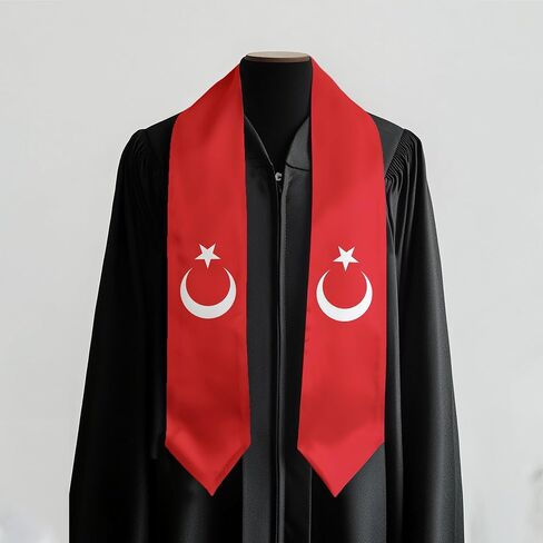 Graduation Satin Stole Scarf with National Flag Design, 72" Sash for International Graduate in Kuwait