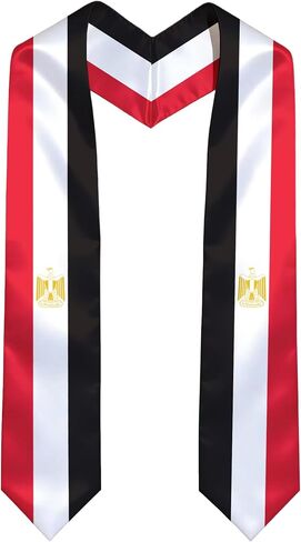 Graduation Satin Stole Scarf with National Flag Design, 72" Sash for International Graduate in Kuwait