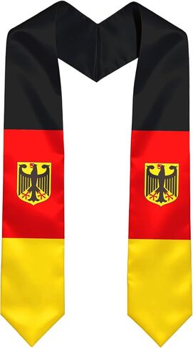 Graduation Satin Stole Scarf with National Flag Design, 72" Sash for International Graduate in Kuwait