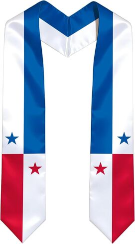 Graduation Satin Stole Scarf with National Flag Design, 72" Sash for International Graduate in Kuwait
