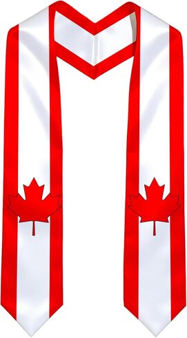 Graduation Satin Stole Scarf with National Flag Design, 72" Sash for International Graduate in Kuwait