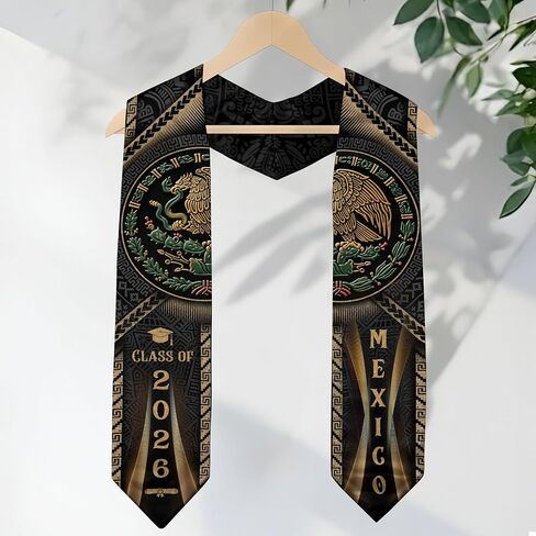Mexican Stole, Mexican Graduation Sash 2026, Graduation Sash Mexico With Aztec Pattern in Saudi Arabia