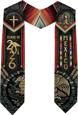 Mexican Stole, Mexican Graduation Sash 2026, Graduation Sash Mexico With Aztec Pattern in Saudi Arabia