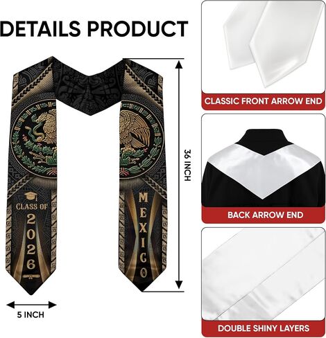 Mexican Stole, Mexican Graduation Sash 2026, Graduation Sash Mexico With Aztec Pattern in Saudi Arabia
