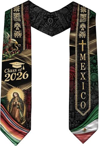 Mexican Stole, Mexican Graduation Sash 2026, Graduation Sash Mexico With Aztec Pattern in Saudi Arabia